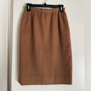 26/XS Wool Cashmere Classic Vintage Pencil Skirt Fully Lined Camel Tan